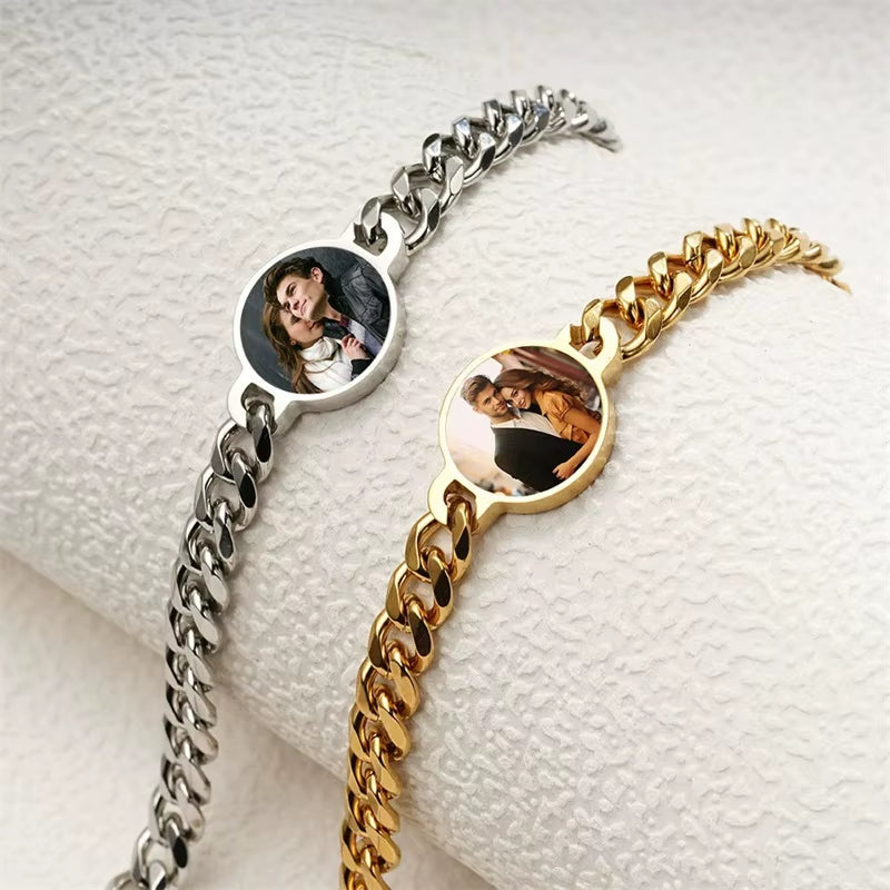 Personalized Heat Activated Magic Bracelet, Custom Hidden Photo Bracelet, Sentimental Memorial Gift for Men & Women