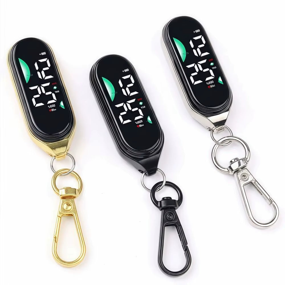 LED Digital Hanging Pocket Watch, Portable Waterproof Carabiner Watch, Luminous Display Fob Watch for Kids & Adults