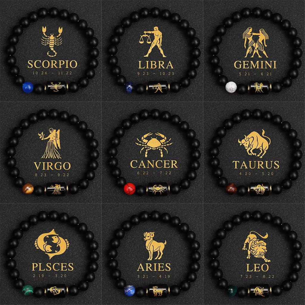 12 Zodiac Constellation Bracelet for Men & Women, Aries Virgo Leo Libra Charm Bangle, Friendship Jewelry