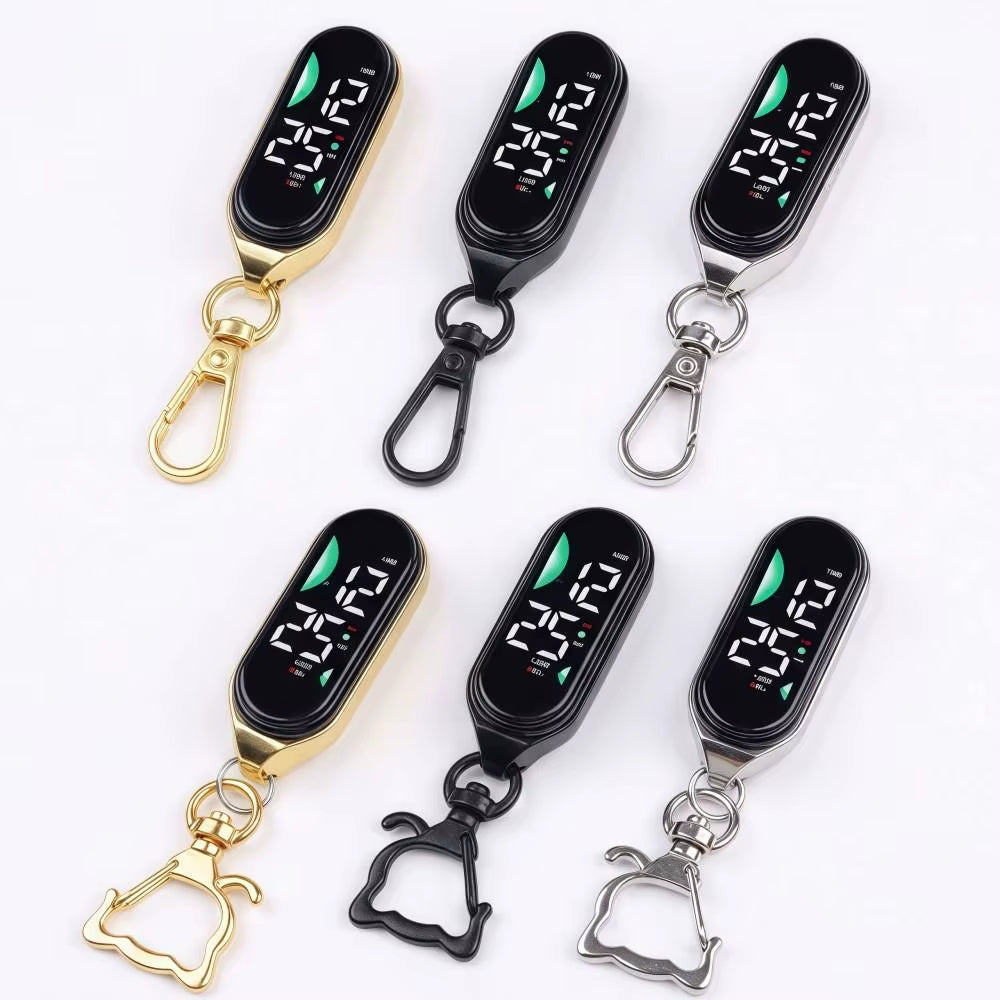 LED Digital Hanging Pocket Watch, Portable Waterproof Carabiner Watch, Luminous Display Fob Watch for Kids & Adults