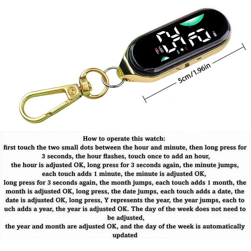 LED Digital Hanging Pocket Watch, Portable Waterproof Carabiner Watch, Luminous Display Fob Watch for Kids & Adults