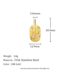 Trendy Square Stainless Steel Necklace for Women, Embossed 12 Zodiac Sign Pendant, PVD Gold Plating Jewelry