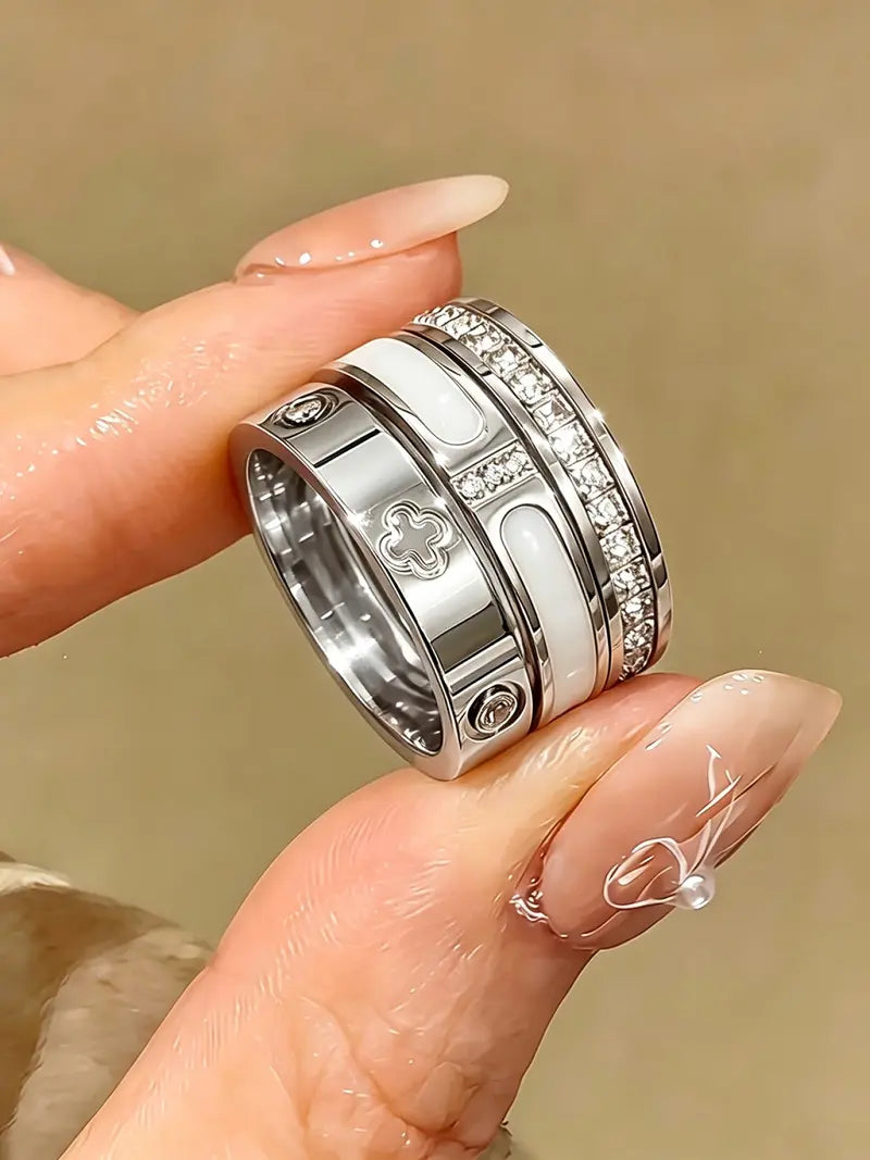 Luxury 18K Gold-Plated Sparkling 3-Ring Set | Multiple Sizes, Waterproof & Hypoallergenic, Perfect for Gifting & Daily Wear