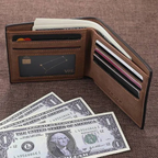 Custom Photo Engraved Genuine Leather Wallet for Men, Personalized Picture Purse Sentimental Gift for Dad, Grandpa & Friends