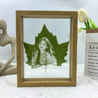 Custom Leaf Carving Artwork, Personalized Photo Engraved on Natural Platanus Leaf, Framed Souvenir Keepsake Gift