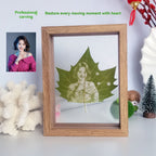 Custom Leaf Carving Artwork, Personalized Photo Engraved on Natural Platanus Leaf, Framed Souvenir Keepsake Gift