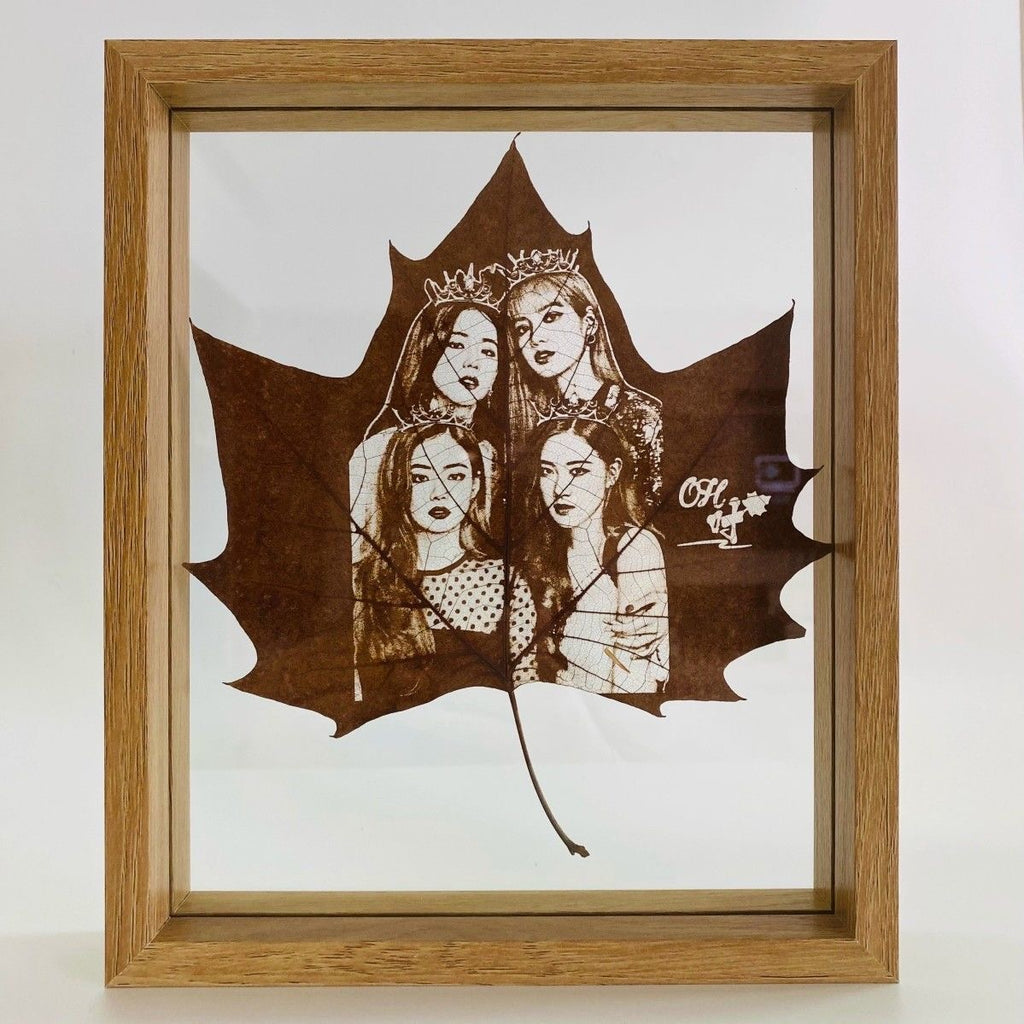 Custom Leaf Carving Artwork, Personalized Photo Engraved on Natural Platanus Leaf, Framed Souvenir Keepsake Gift