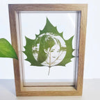Custom Leaf Carving Artwork, Personalized Photo Engraved on Natural Platanus Leaf, Framed Souvenir Keepsake Gift