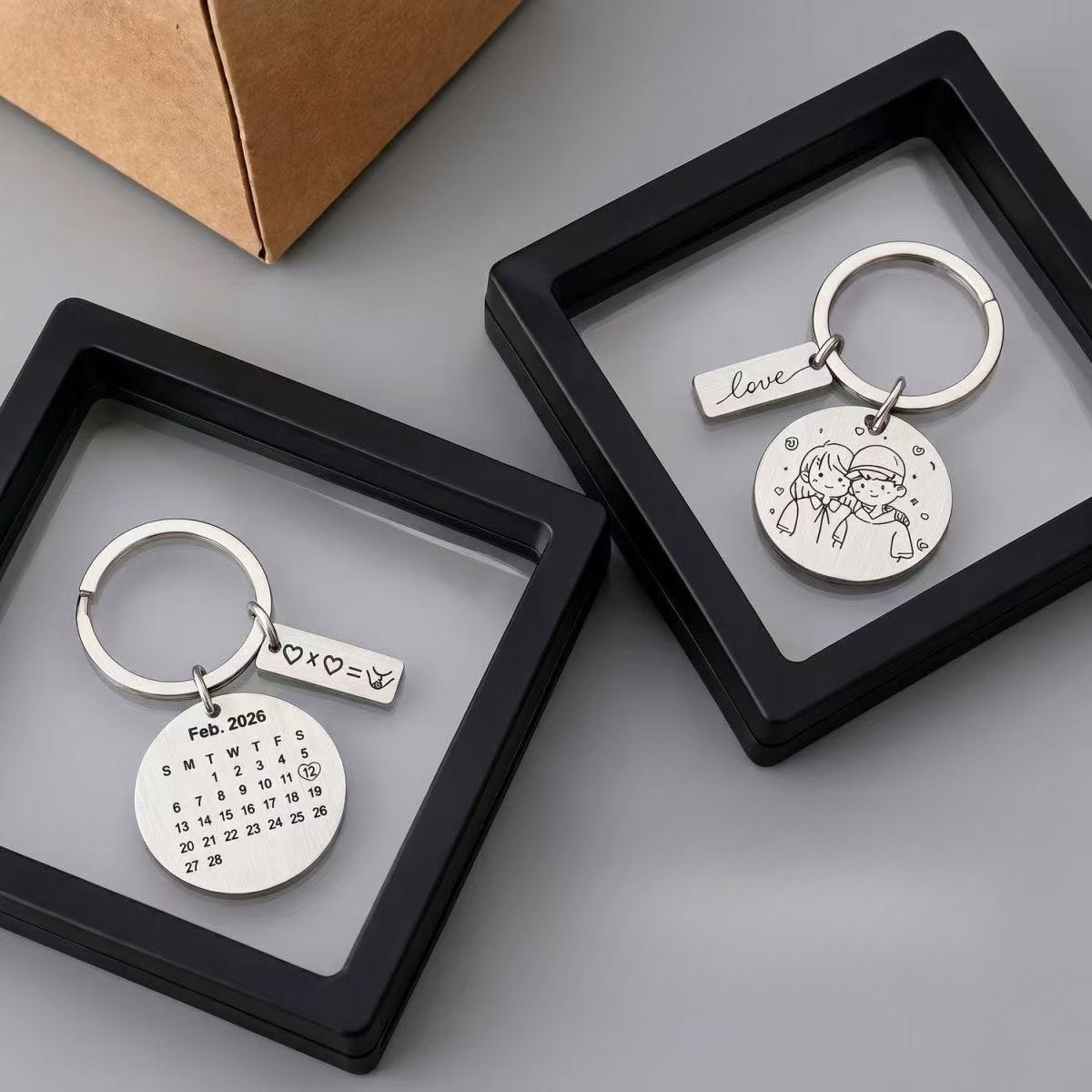 Personalized Custom Date Calendar Keychains, Engraved Important Date Marker, Romantic Couple Gift