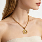 Gold Zodiac Constellation Pendant Necklace for Men Women, 12 Horoscope Sign Fashion Jewelry, Aries Leo Available