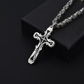 Men's Polished Stainless Steel Cross Pendant Necklace, Edgy Religious Style Accessory, Ideal for Streetwear and Daily Casual Wear