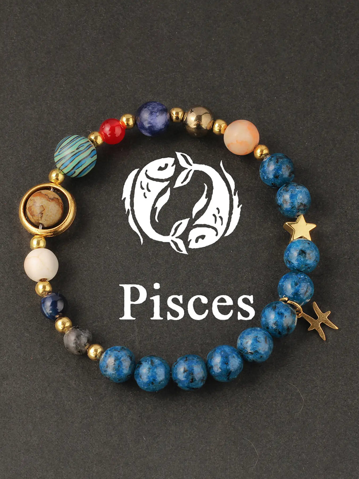 12 Zodiac Artificial Crystal Beaded Bracelet with Charms | Unisex Fashion Jewelry