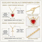 Dainty 14K Gold Plated Heart & Cross Dagger Pendant Necklace with Cubic Zirconia