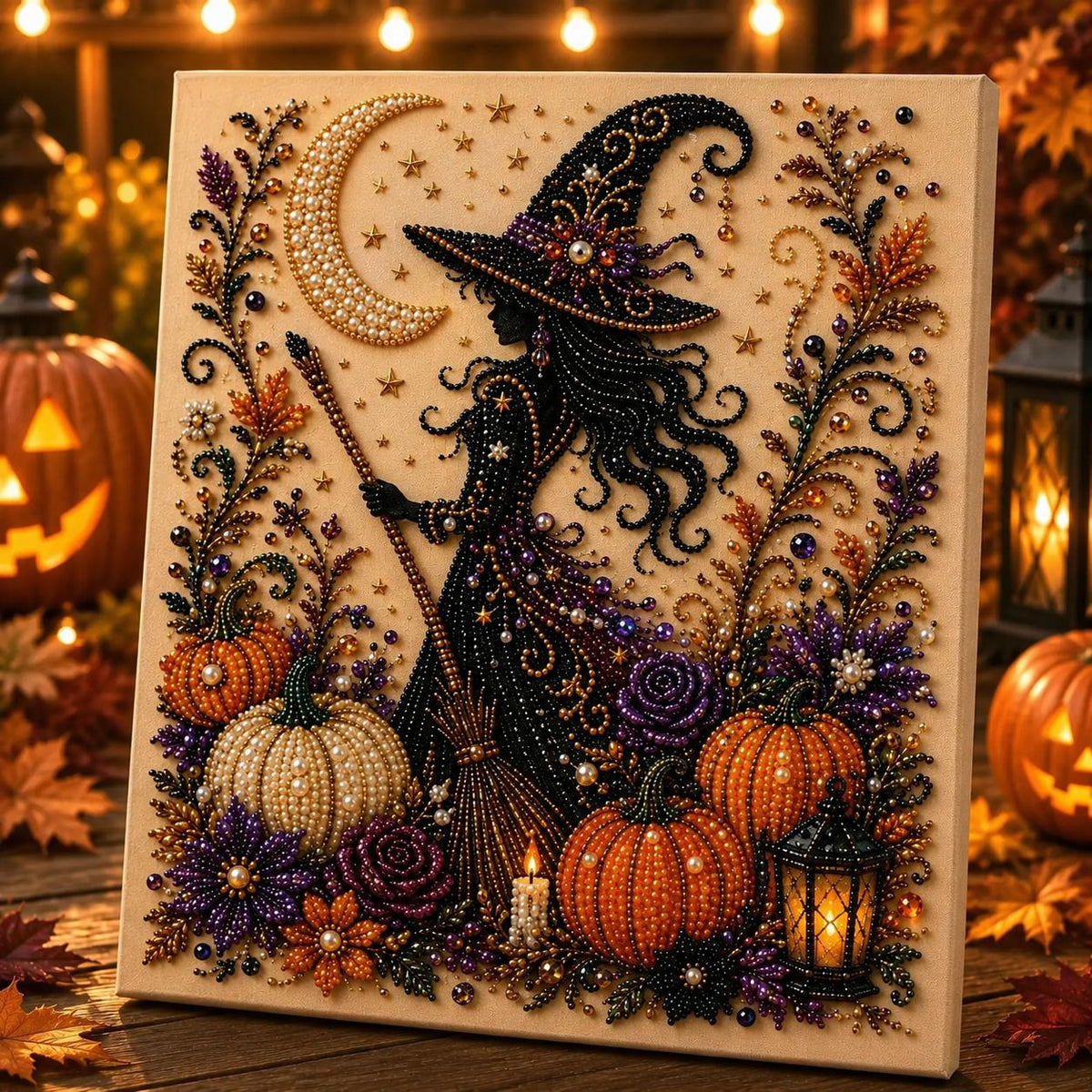 8x8 Inch Spooky Cute Ghost 3D Pearl Diamond Painting DIY Kit, No-Light Fall Handicraft Set, Indoor Wall Art Home Decor & Holiday Party Gift