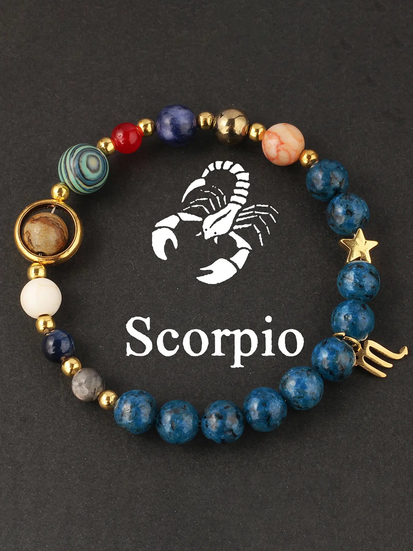 12 Zodiac Artificial Crystal Beaded Bracelet with Charms | Unisex Fashion Jewelry