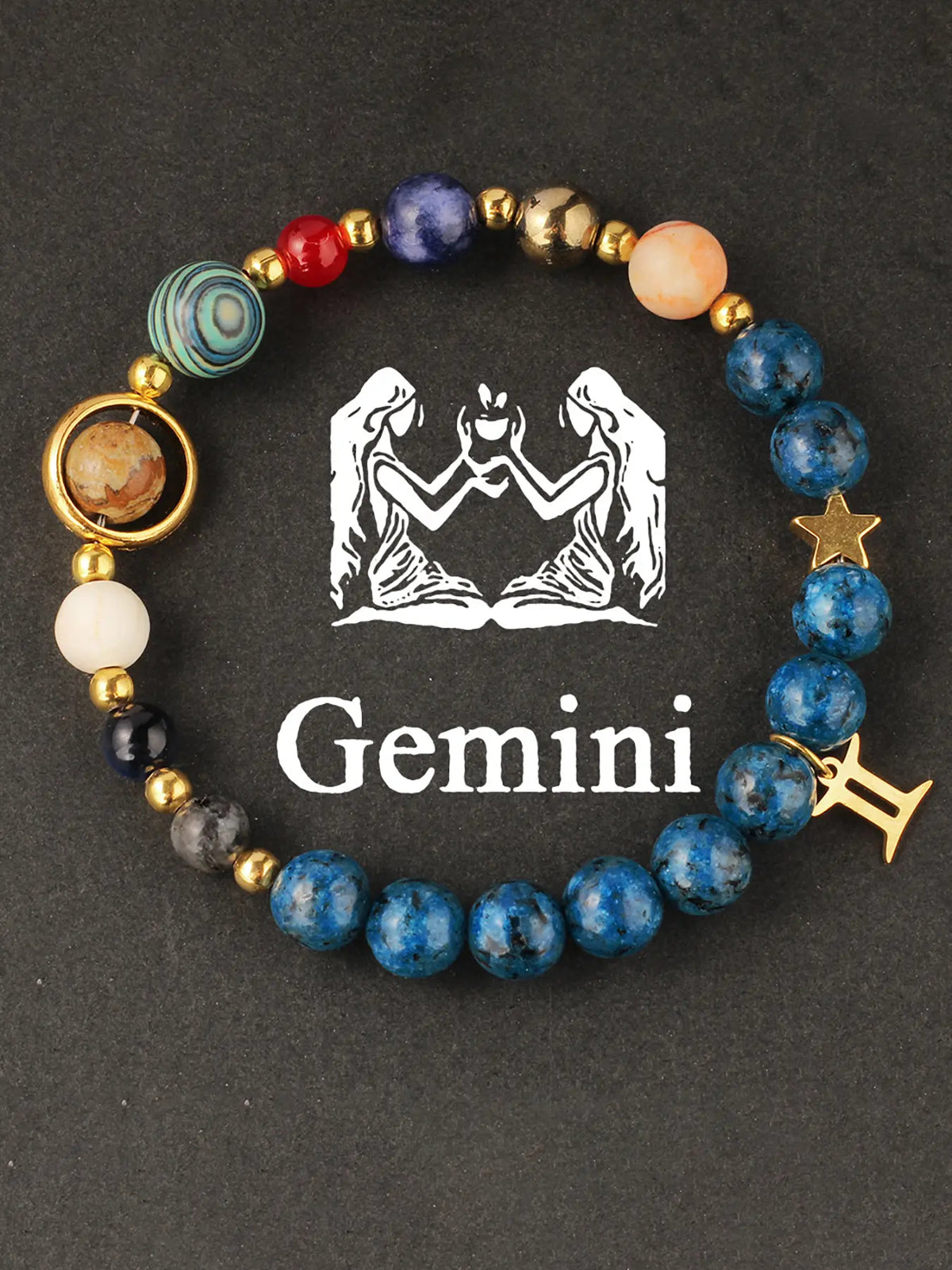 12 Zodiac Artificial Crystal Beaded Bracelet with Charms | Unisex Fashion Jewelry