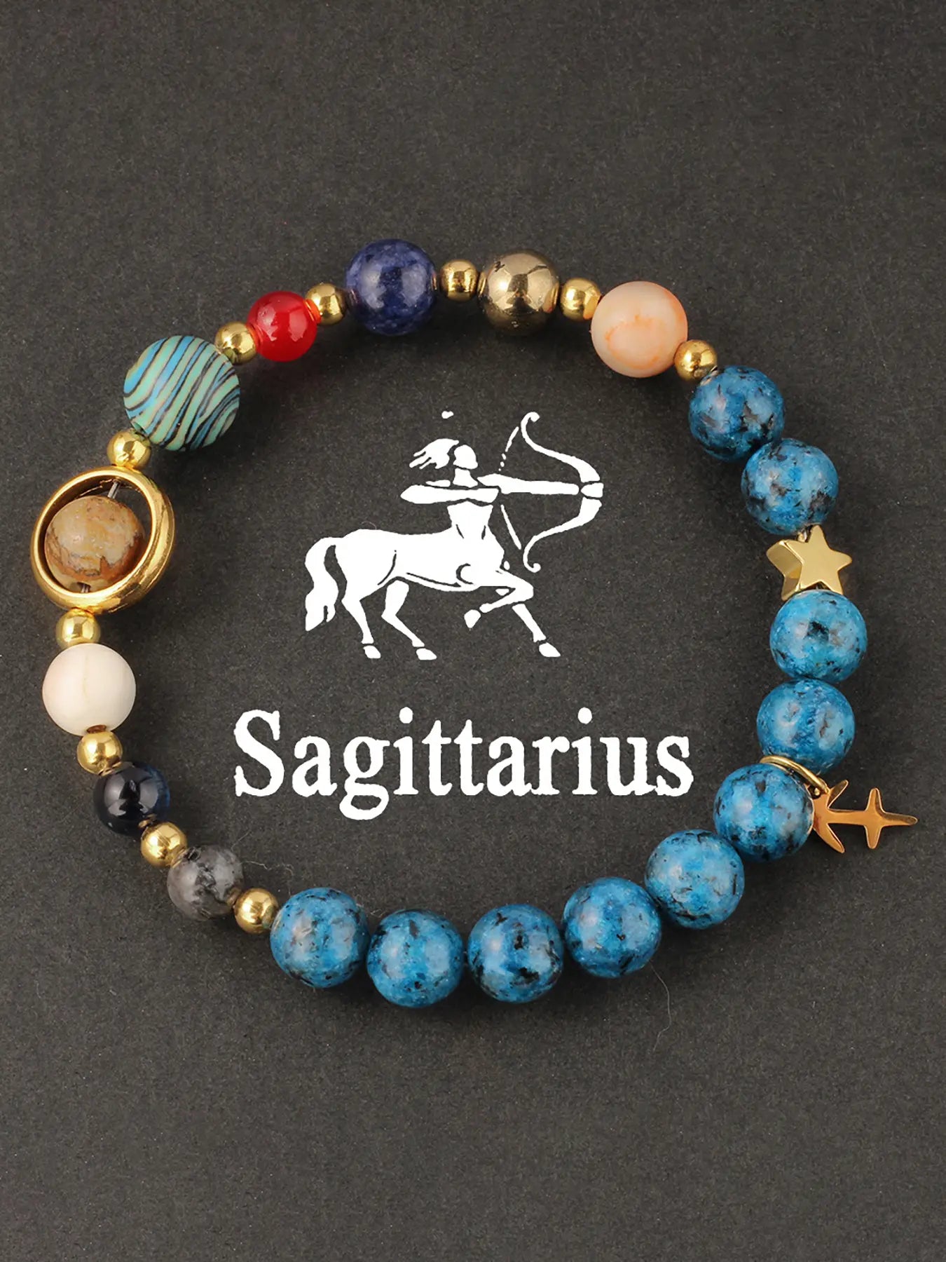 12 Zodiac Artificial Crystal Beaded Bracelet with Charms | Unisex Fashion Jewelry