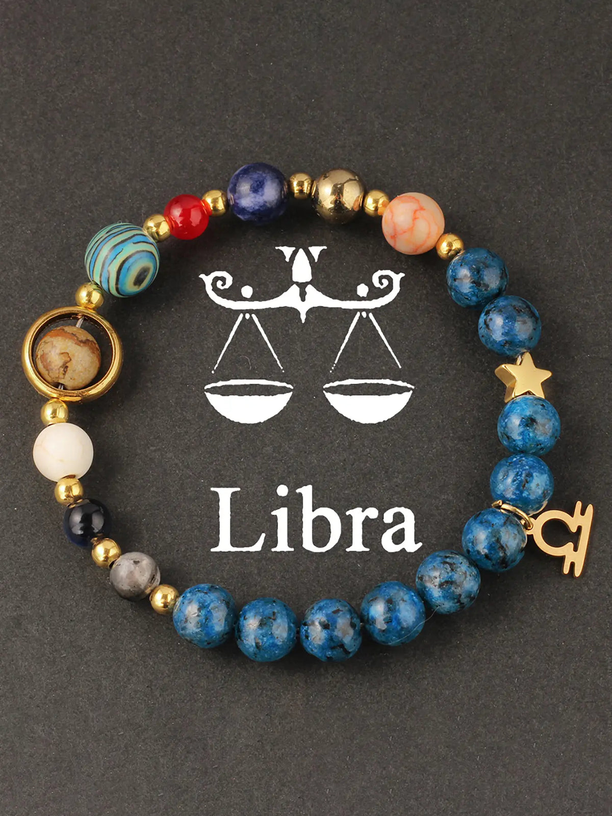 12 Zodiac Artificial Crystal Beaded Bracelet with Charms | Unisex Fashion Jewelry