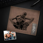 Custom Photo Engraved Genuine Leather Wallet for Men, Personalized Picture Purse Sentimental Gift for Dad, Grandpa & Friends