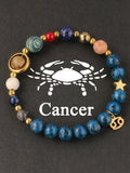 12 Zodiac Artificial Crystal Beaded Bracelet with Charms | Unisex Fashion Jewelry