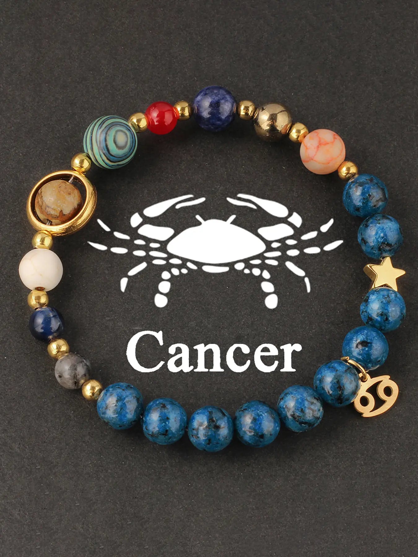 12 Zodiac Artificial Crystal Beaded Bracelet with Charms | Unisex Fashion Jewelry