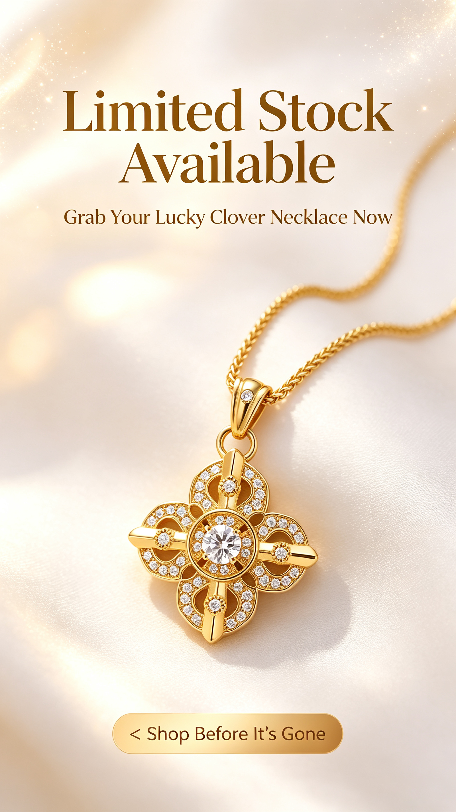Hollow Four Leaf Clover Crystal Necklace, Gold Plated Sparkling Zircon Pendant Necklace, Unique Keepsake Jewelry Gift for Anniversary Birthday