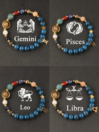 12 Zodiac Artificial Crystal Beaded Bracelet with Charms | Unisex Fashion Jewelry