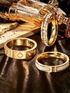 Luxury 18K Gold-Plated Sparkling 3-Ring Set | Multiple Sizes, Waterproof & Hypoallergenic, Perfect for Gifting & Daily Wear