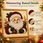 Frameless 3D Beaded Pearl Christmas Diamond Painting DIY Kit, Xmas Wreath Stocking Mosaic Art, Stress Relief Craft for Home Wall Decoration