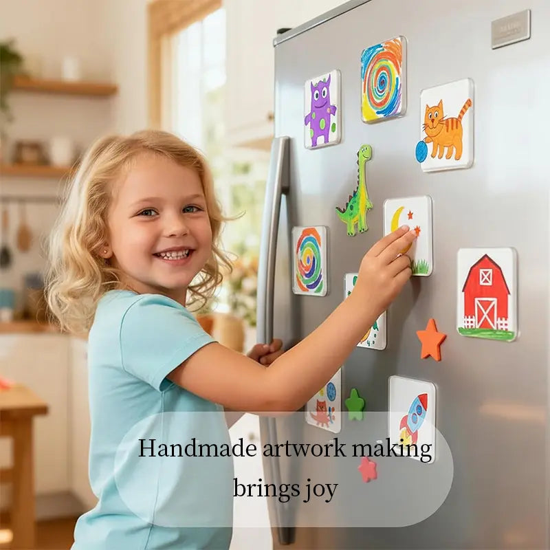 Clear Acrylic DIY Fridge Backing,Square Magnetic Photo Frames for Crafts, Kitchen, Classroom & Office Decoration