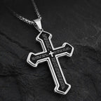 Men's Engraved Bible Verse Cross Necklace, Rust-Proof Stainless Steel Religious Jewelry, Durable Casual Accessory Birthday Gift for Him