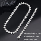 2 Pack Heart Cuban Chain Necklace Set for Men & Women, Hip Hop Style Choker, Luxury Jewelry for Valentine's Day, Birthday, Everyday & Party Wear, Gift for Teens