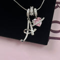 Personalized 3 Layered Initial Necklace for Women | 925 Sterling Silver Pink Heart CZ | Adjustable Snake Chain Choker | Custom Dainty Jewelry Gift