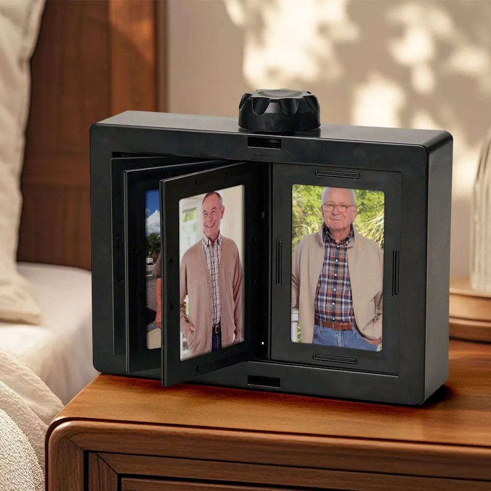 Personalized Rotating Photo Carousel Frame, Custom Flip & Spin Desktop Photo Box, 2026 Christmas Keepsake Gift