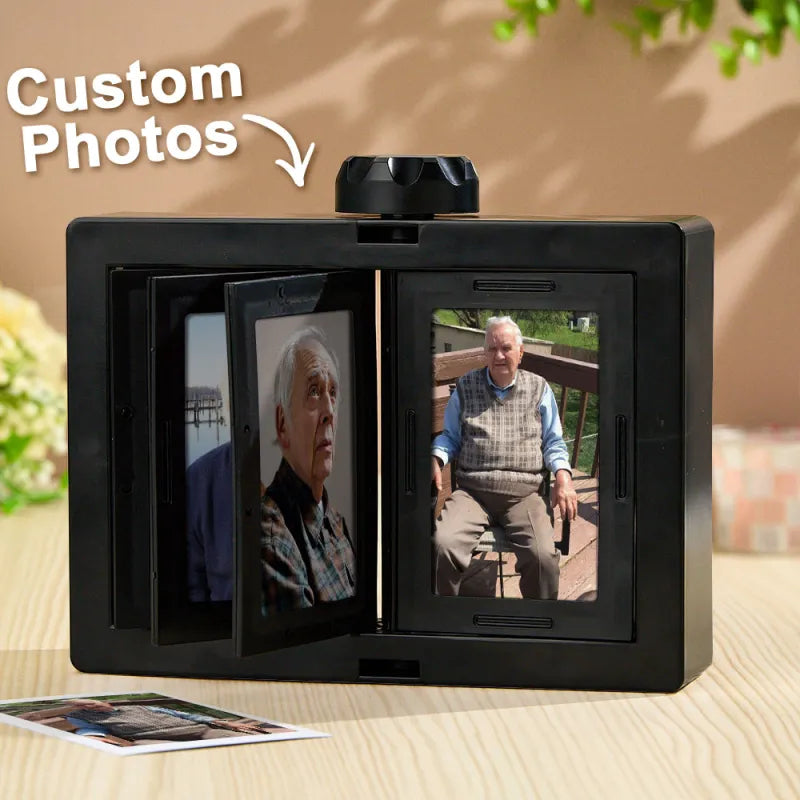Personalized Rotating Photo Carousel Frame, Custom Flip & Spin Desktop Photo Box, 2026 Christmas Keepsake Gift