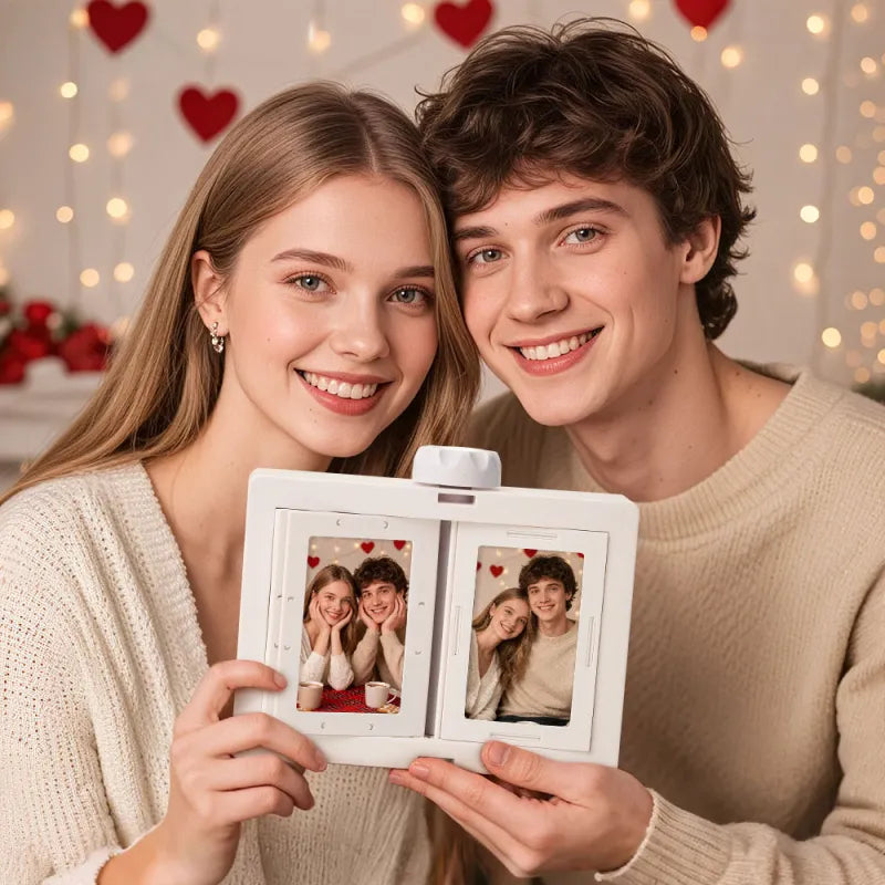 Personalized Rotating Photo Carousel Frame, Custom Flip & Spin Desktop Photo Box, 2026 Christmas Keepsake Gift