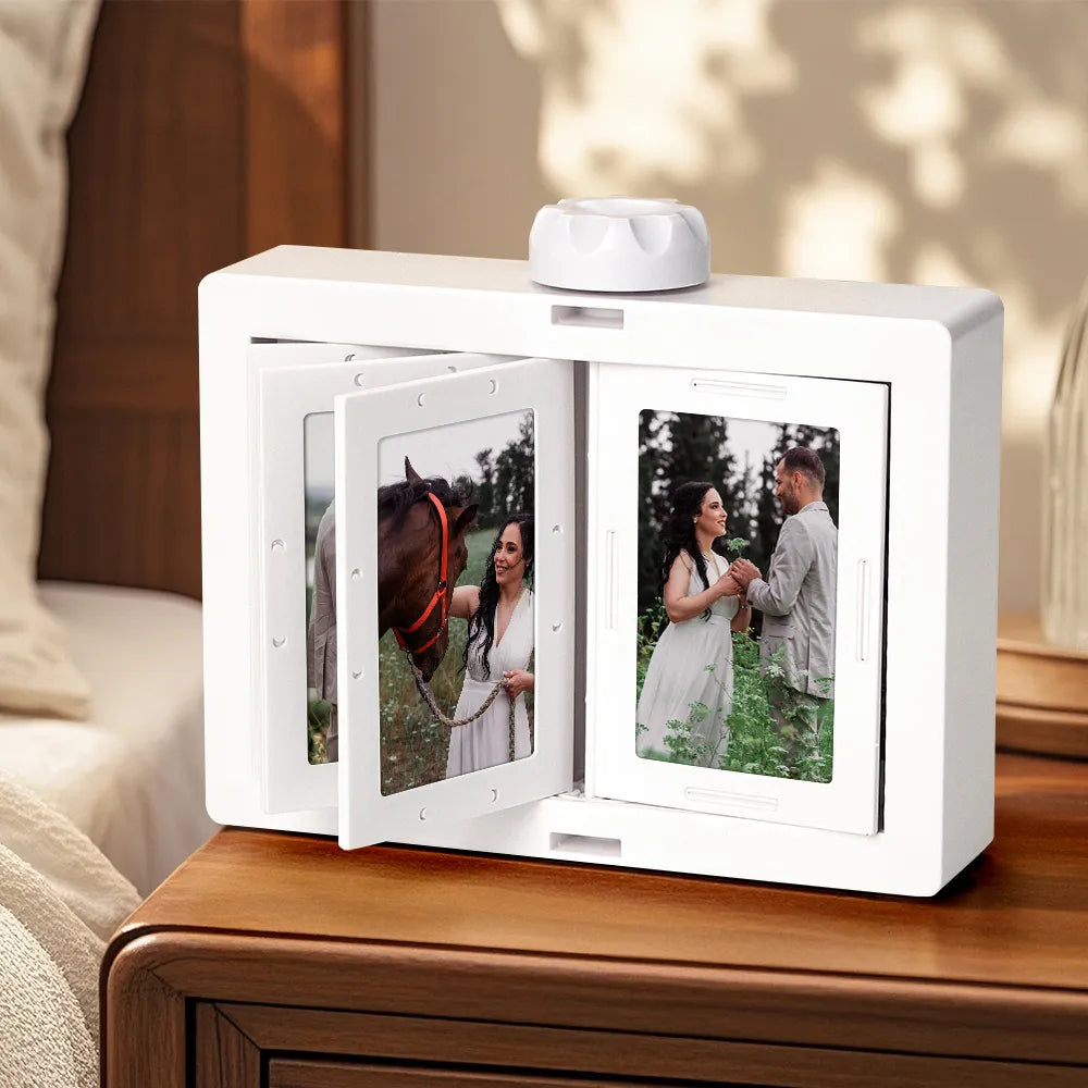 Personalized Rotating Photo Carousel Frame, Custom Flip & Spin Desktop Photo Box, 2026 Christmas Keepsake Gift