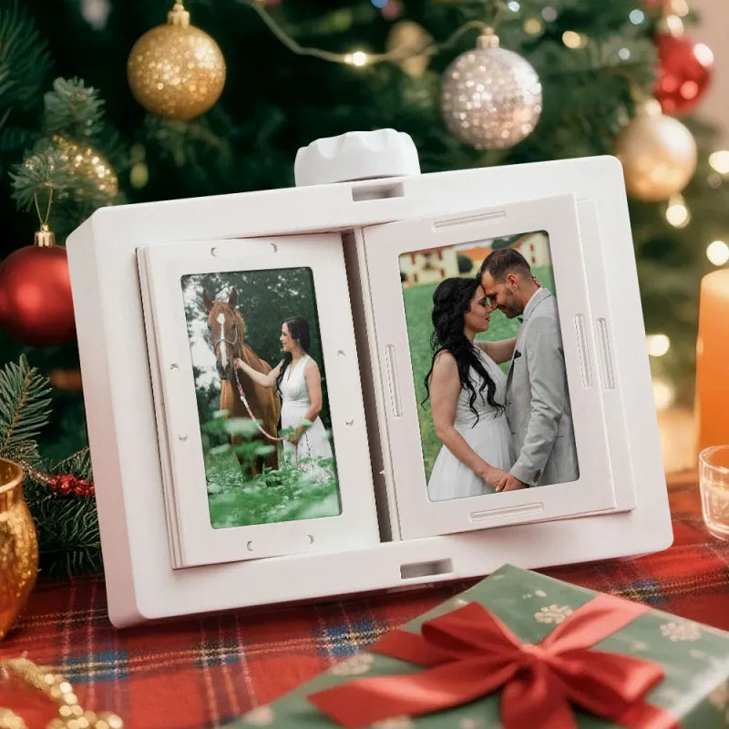 Personalized Rotating Photo Carousel Frame, Custom Flip & Spin Desktop Photo Box, 2026 Christmas Keepsake Gift