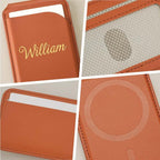 Personalized Magnetic Faux Leather Flip Wallet Case for iPhone, Card Slots Kickstand Cover Custom Name & Pattern