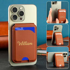 Personalized Magnetic Faux Leather Flip Wallet Case for iPhone, Card Slots Kickstand Cover Custom Name & Pattern
