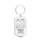 Custom Engraved Calendar Tag Keychain, Romantic Anniversary Keepsake Gift for Lovers, Christmas Present