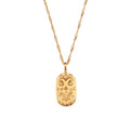 Trendy Square Stainless Steel Necklace for Women, Embossed 12 Zodiac Sign Pendant, PVD Gold Plating Jewelry