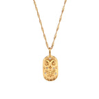 Trendy Square Stainless Steel Necklace for Women, Embossed 12 Zodiac Sign Pendant, PVD Gold Plating Jewelry