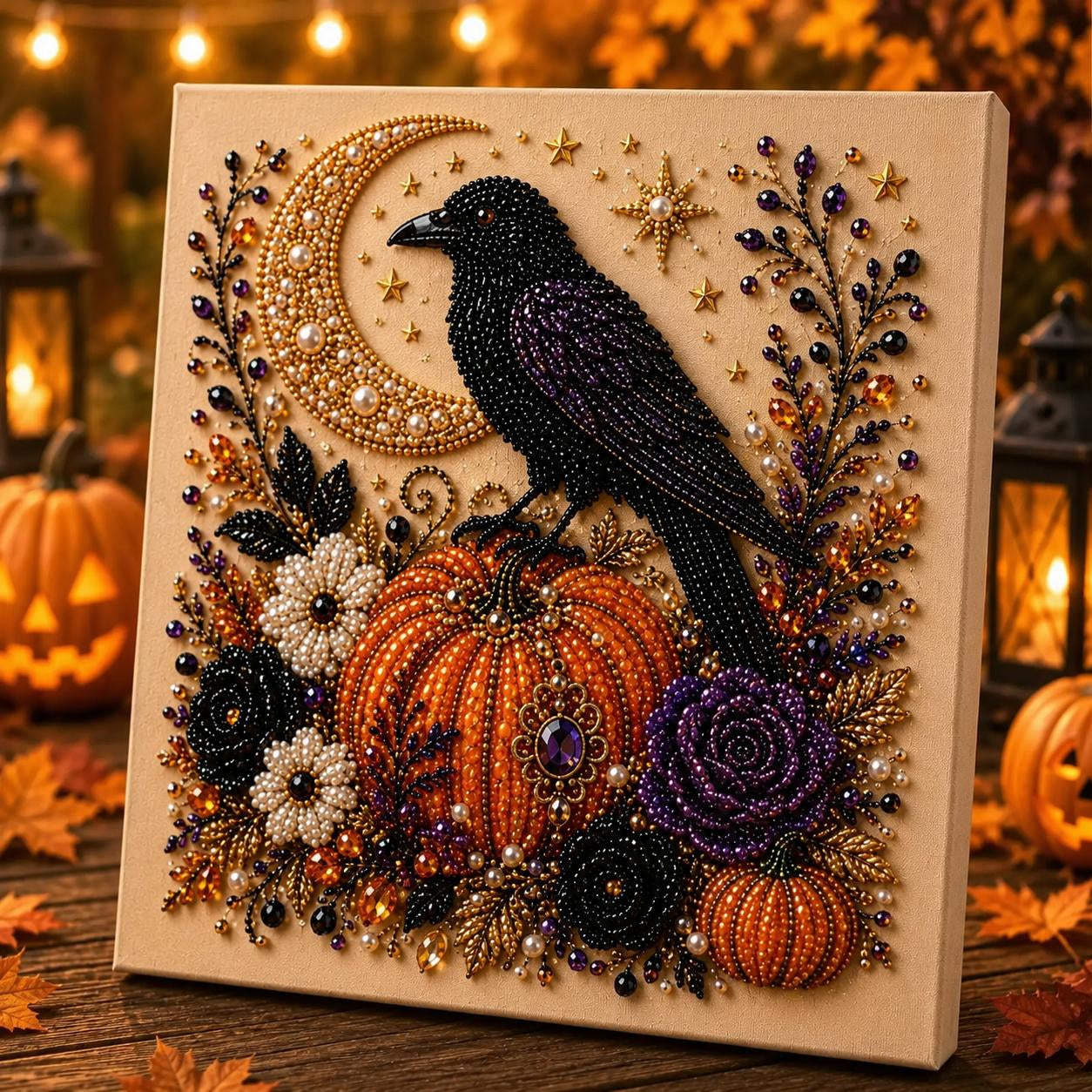 8x8 Inch Spooky Cute Ghost 3D Pearl Diamond Painting DIY Kit, No-Light Fall Handicraft Set, Indoor Wall Art Home Decor & Holiday Party Gift