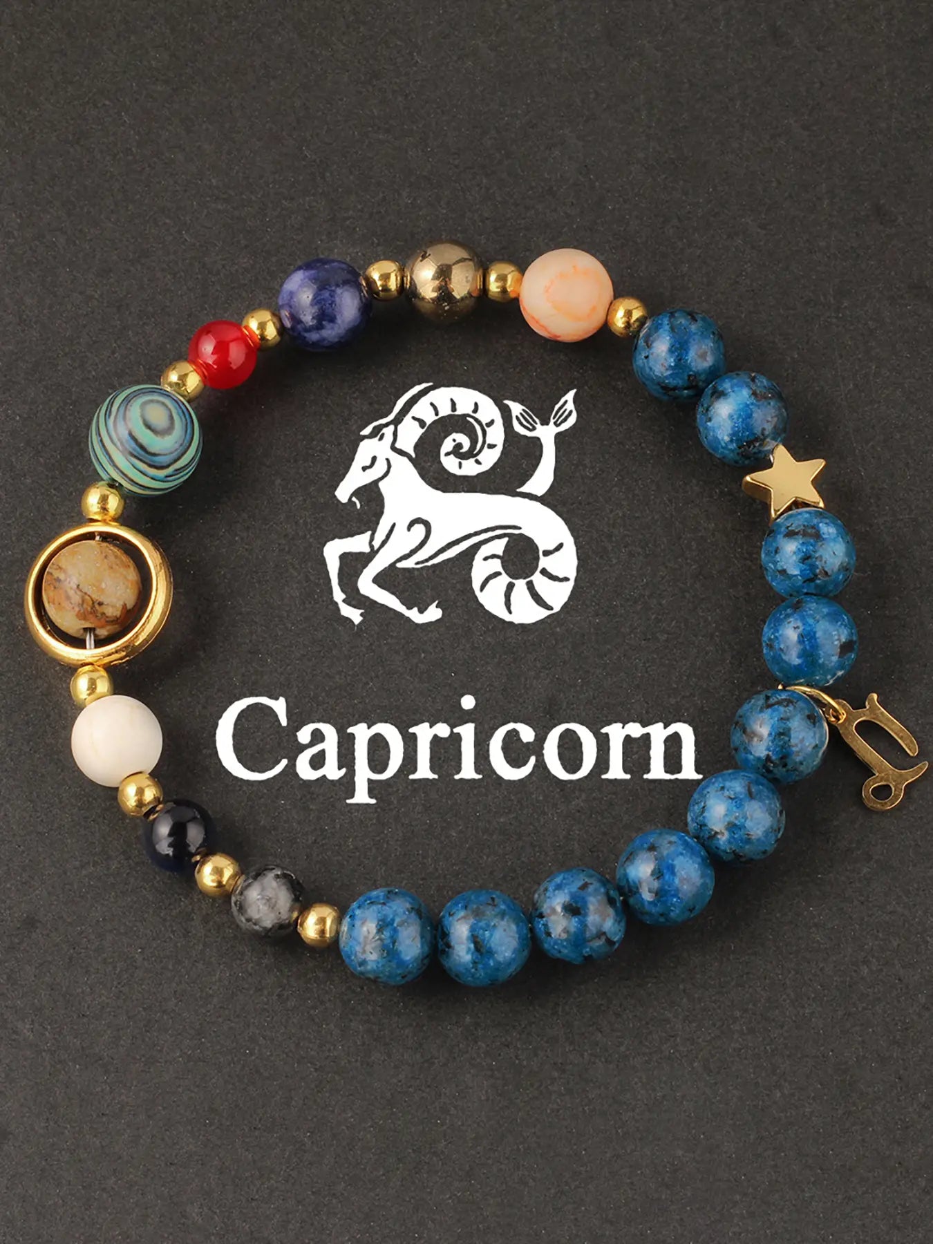 12 Zodiac Artificial Crystal Beaded Bracelet with Charms | Unisex Fashion Jewelry