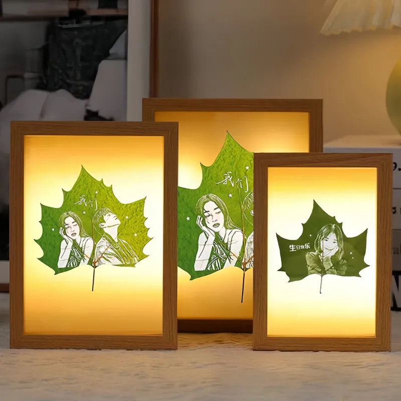 Custom Leaf Carving Artwork, Personalized Photo Engraved on Natural Platanus Leaf, Framed Souvenir Keepsake Gift