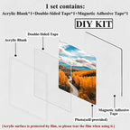 Clear Acrylic DIY Fridge Backing,Square Magnetic Photo Frames for Crafts, Kitchen, Classroom & Office Decoration
