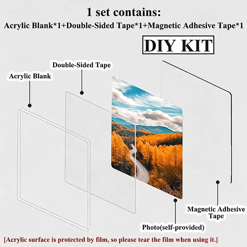 Clear Acrylic DIY Fridge Backing,Square Magnetic Photo Frames for Crafts, Kitchen, Classroom & Office Decoration