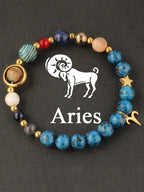12 Zodiac Artificial Crystal Beaded Bracelet with Charms | Unisex Fashion Jewelry