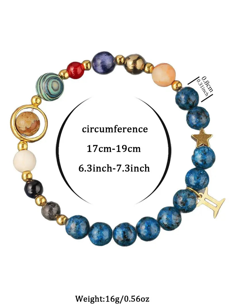 12 Zodiac Artificial Crystal Beaded Bracelet with Charms | Unisex Fashion Jewelry